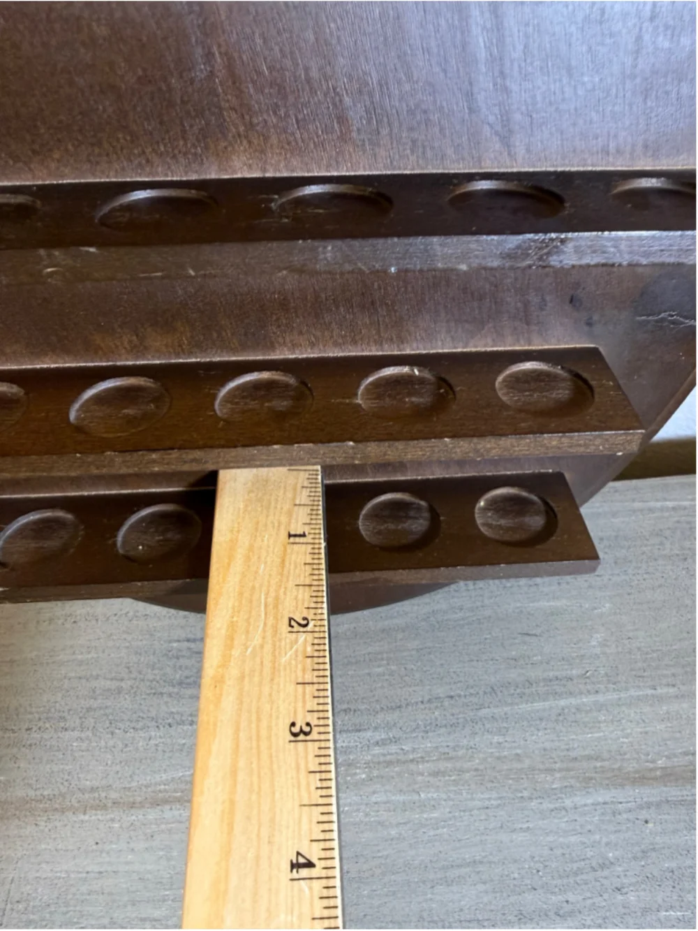 Vintage Wood Thimble/Miniature Display Oval Shelf Wall Rack